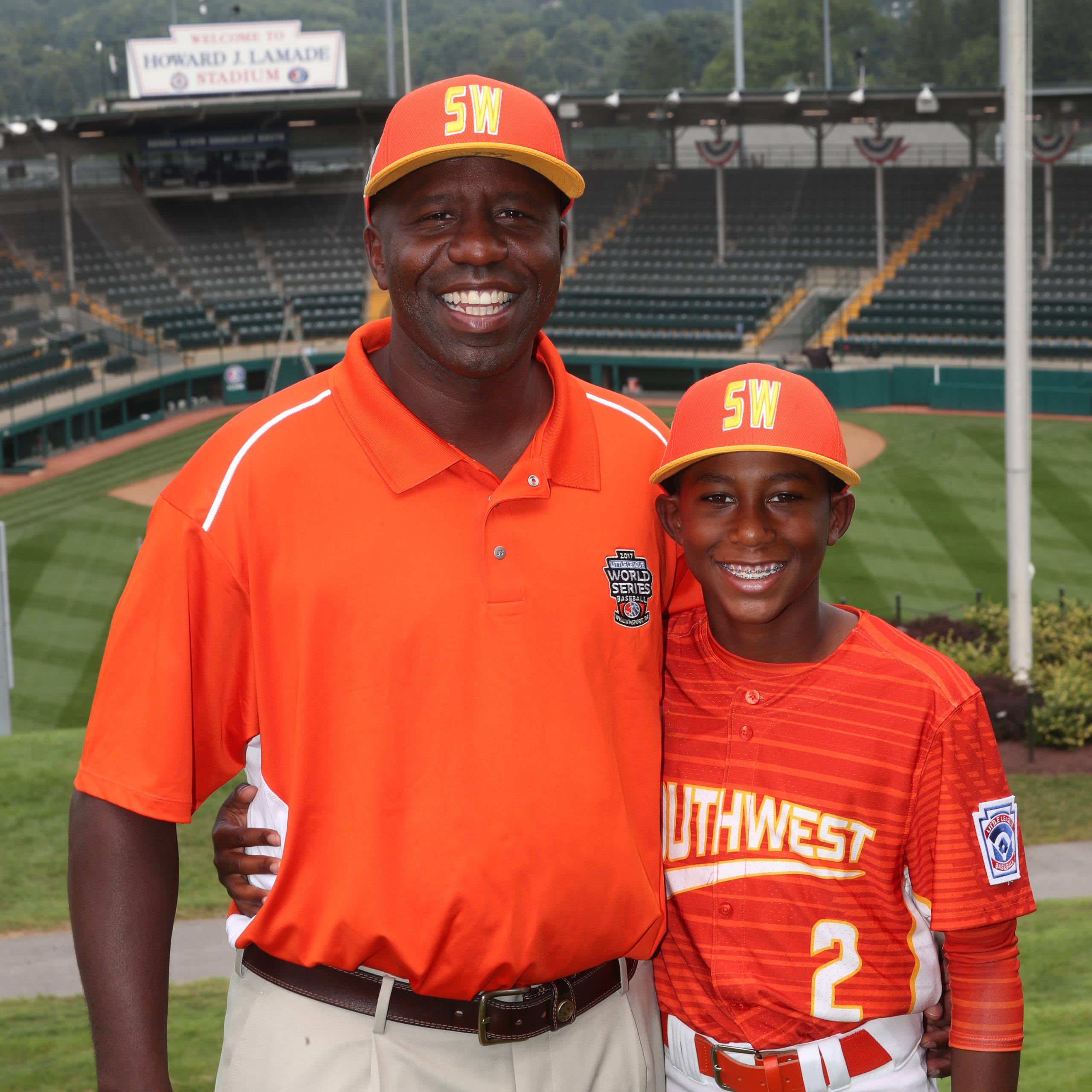 Malcolm Deason and his son at the 2017 LLBWS